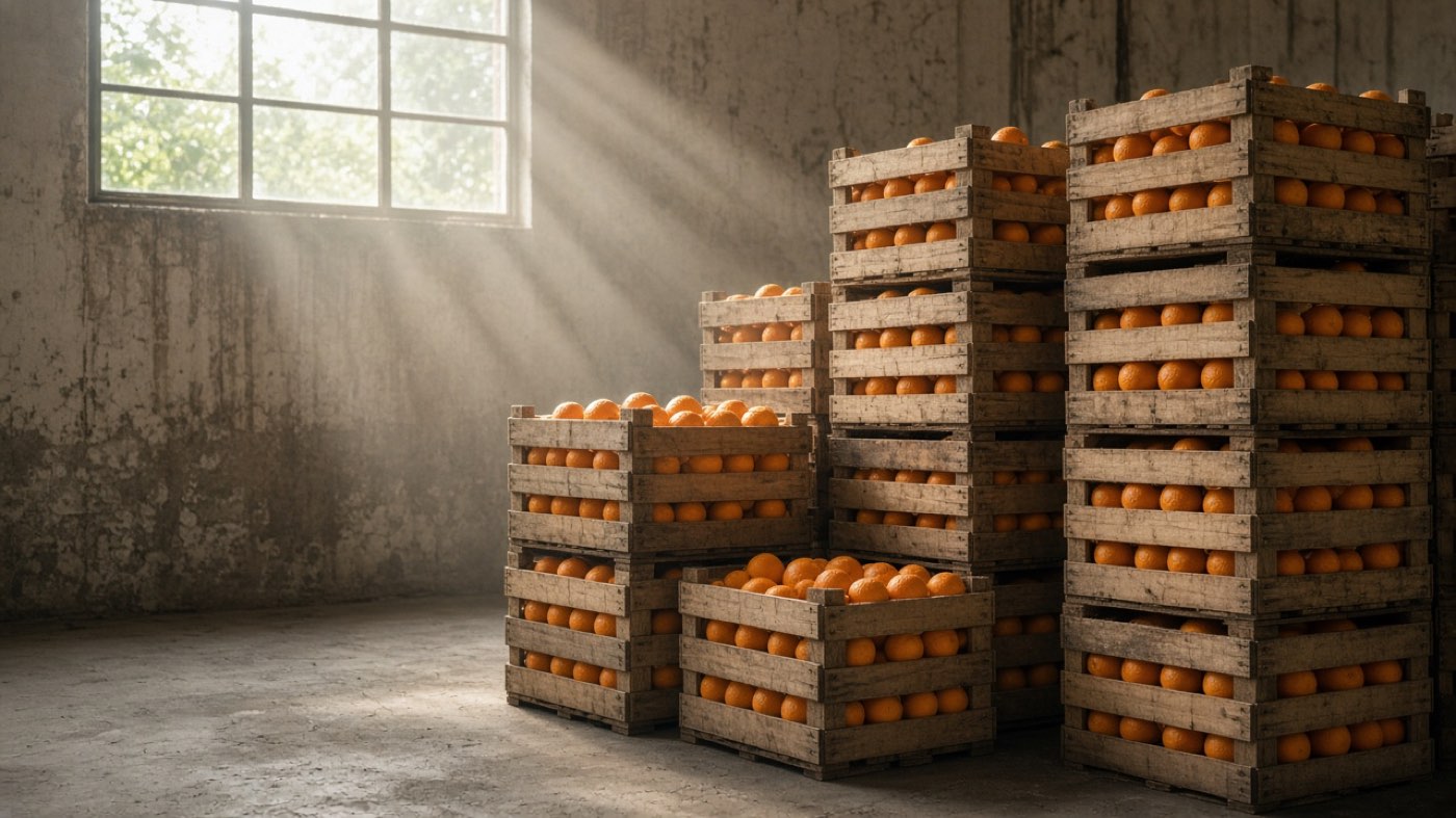 Field crates on the packing floor